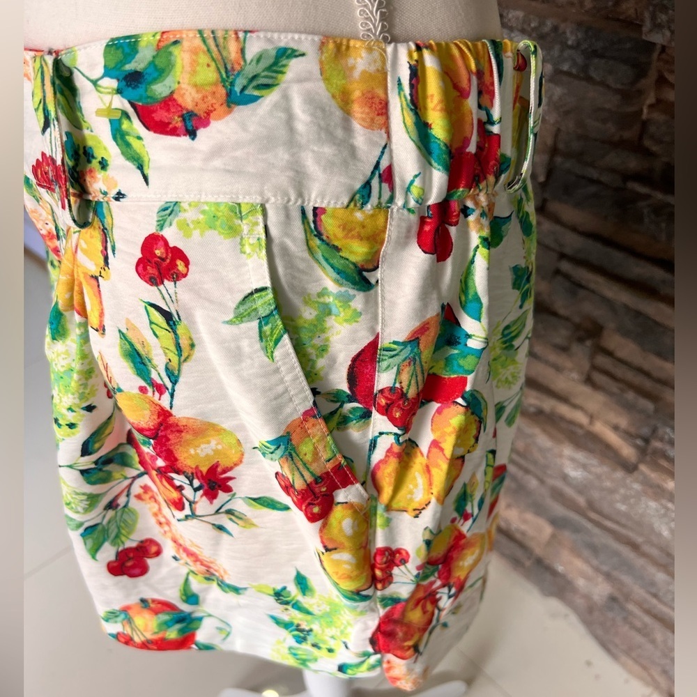 White Floral Fruit Print Shorts - Picture 5 of 16